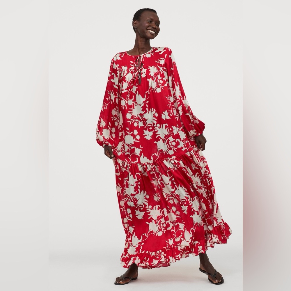 Johanna Ortiz x H&M Red Floral Maxi Dress boho chic